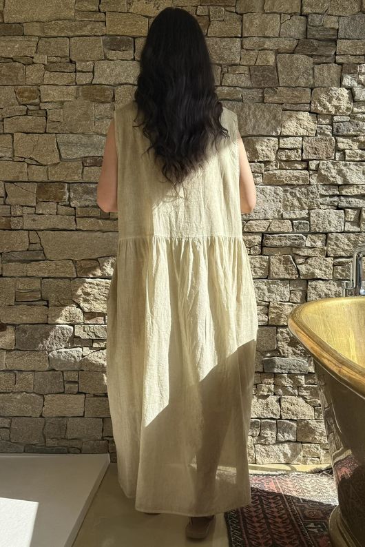 Lenni Cotton Smock Dress Washed Sandstone /50=